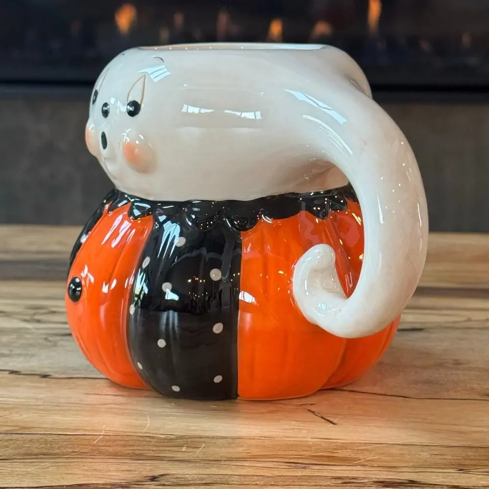 Johanna Parker Halloween Ghost Mug Pumpkin Peeps Transpac Vintage Style Fall